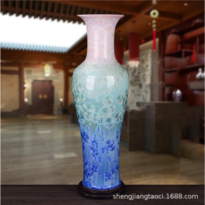 大号新房釉礼品落地家居陶瓷器景德镇摆件装饰结晶客厅酒店花瓶