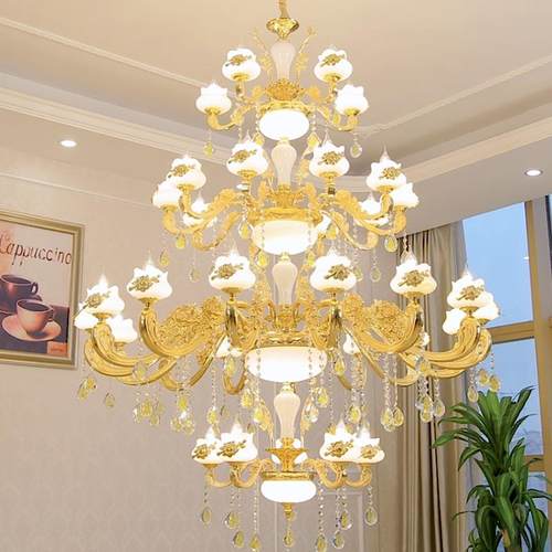 欧69272式复式楼客厅梯大灯别简约大气墅楼中吊楼水晶灯大厅楼灯