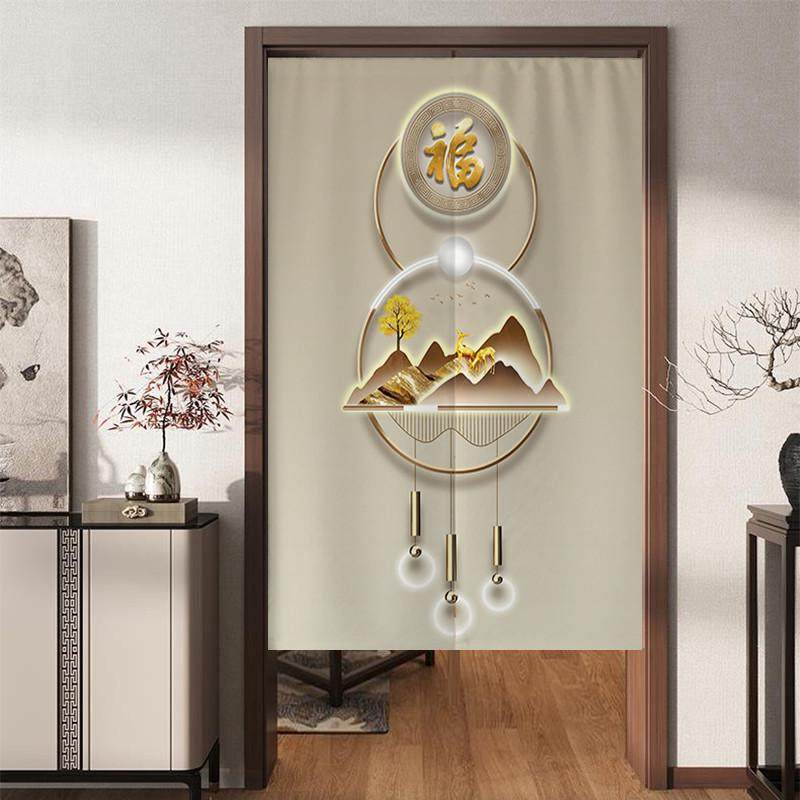 帘中式打孔布帘帘子隔断卧室门帘遮挡隔油厨房半截帘免入户厕所烟