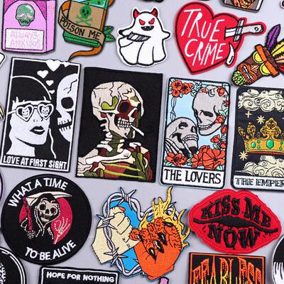Skull Embroidery Patch Iron On Patches For Clothing Thermoad