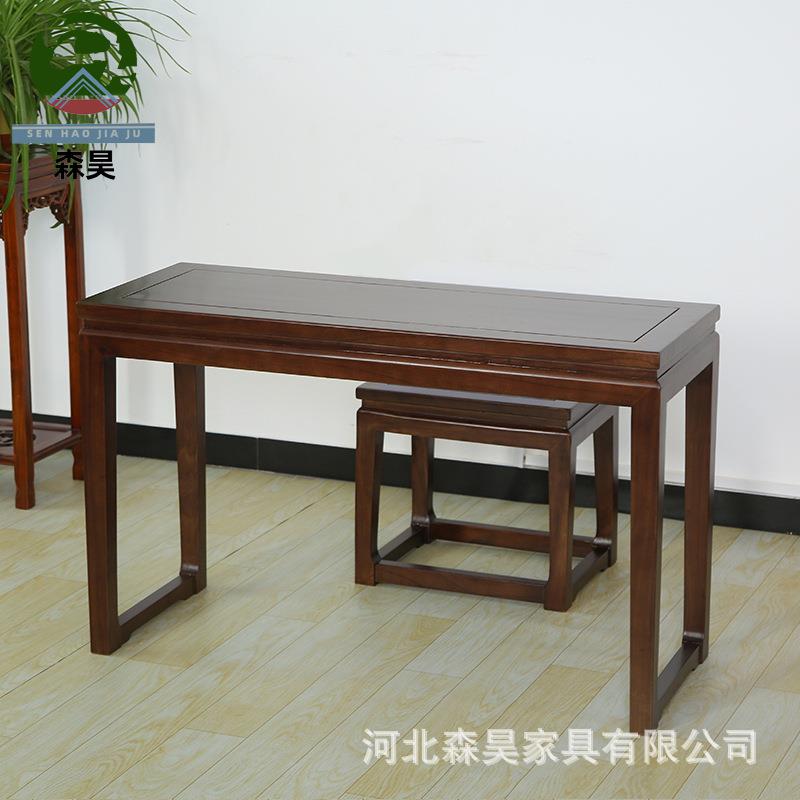 中式古琴桌凳 书房仿古实木共鸣古筝桌凳 老榆木琴桌国学桌