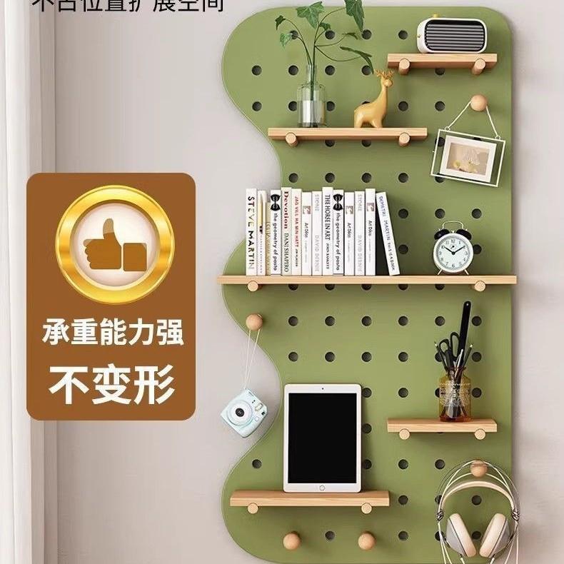 洞洞板实木墙上置物架木质墙壁挂墙书架隔板收纳架挂板墙面架