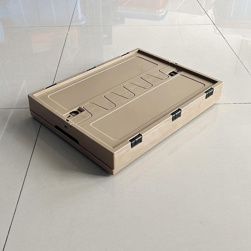 红色塑料叠箱6折FUP00-340带盖折叠塑箱生鲜配送叠周转框户外胶折