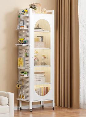 制书柜钢夹缝家用门带防儿童WRI书架尘落地置物客厅角落可移动小