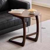 小茶几黑胡桃角几实木沙发边几客厅阳台小户型床边桌橡胶木可移动