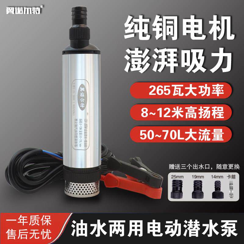 12电动柴油抽油泵抽泵水潜大功率抽药泵24V小型水泵51mm220V抽油