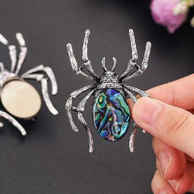 Natural Abalone Shell Alloy Spider Brooch Corsage Lapel Pin