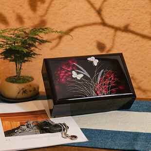 正品日本进口山中漆器收螺钿首饰盒型高档精致三礼金纳珠宝盒工艺