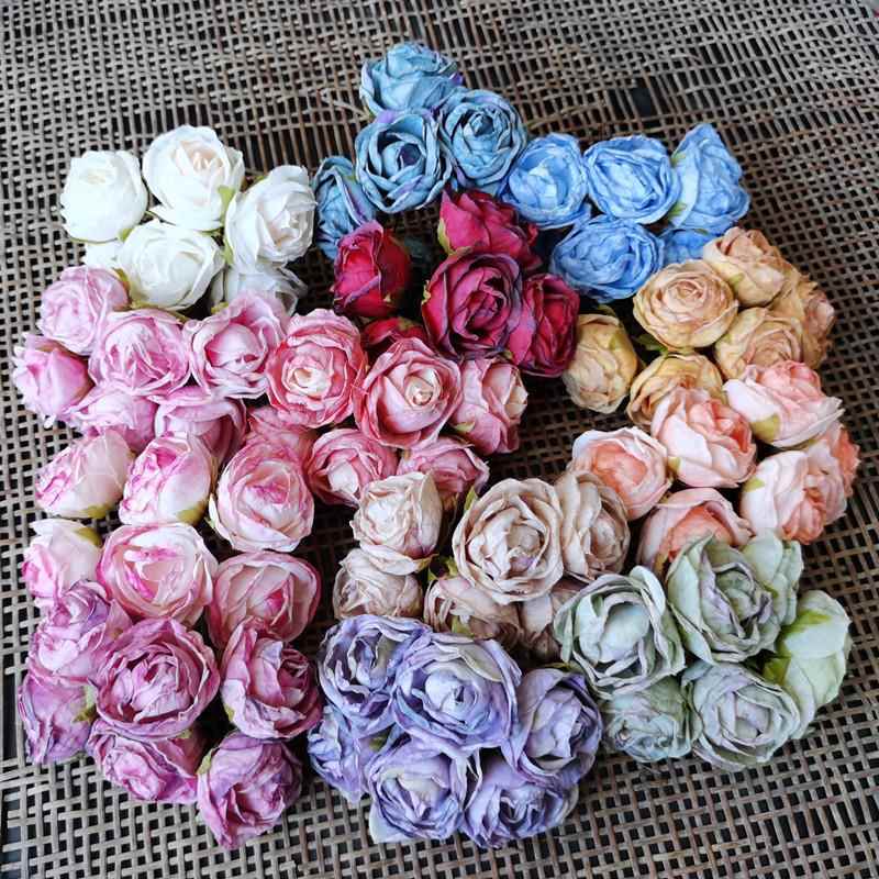 diy手工材料仿真花帽子花汉服头饰花朵喜糖盒装饰 烧花烫边小茶苞