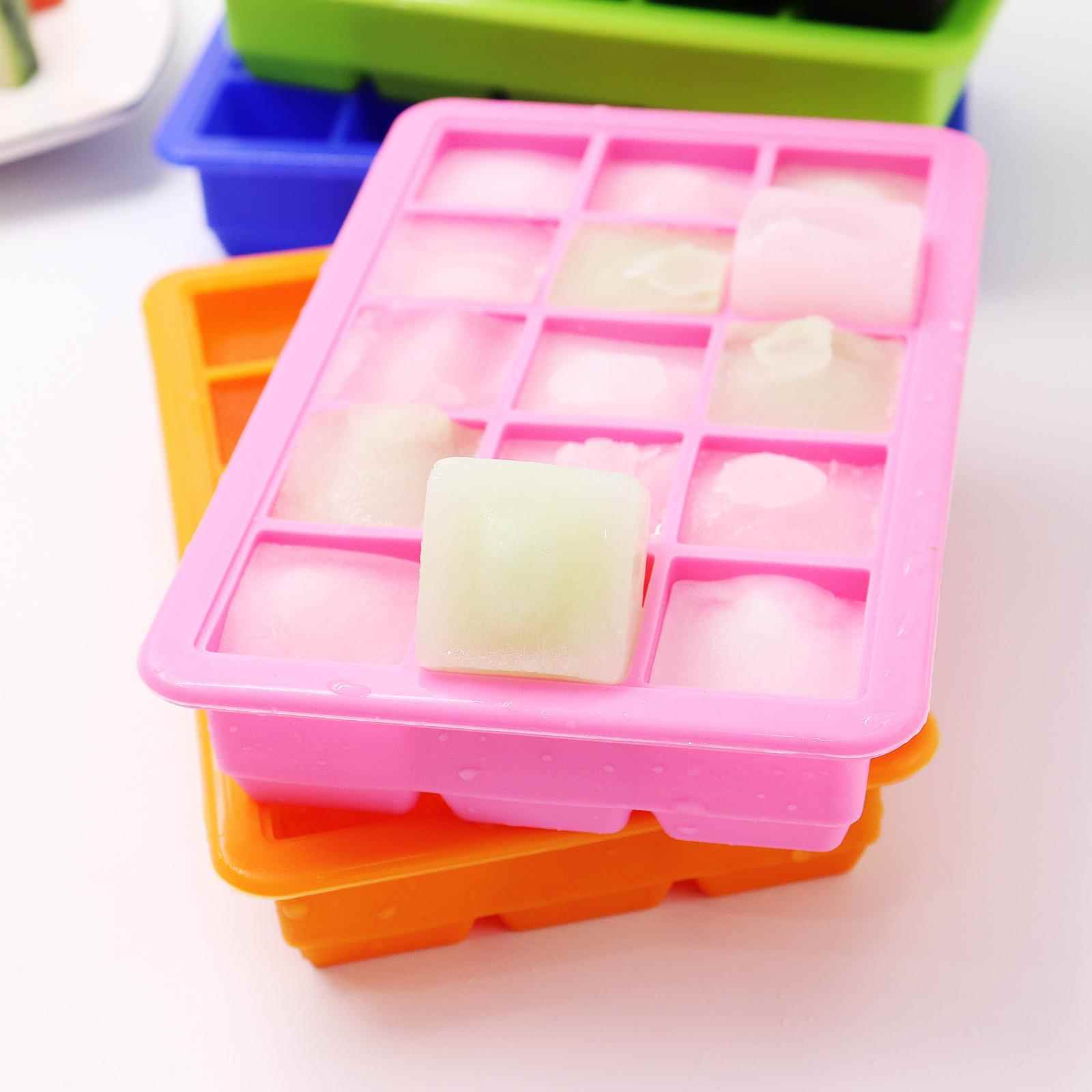 厂家推荐带盖15格硅胶冰格DIY制冰块模具宝宝婴儿辅食盒厨房用品