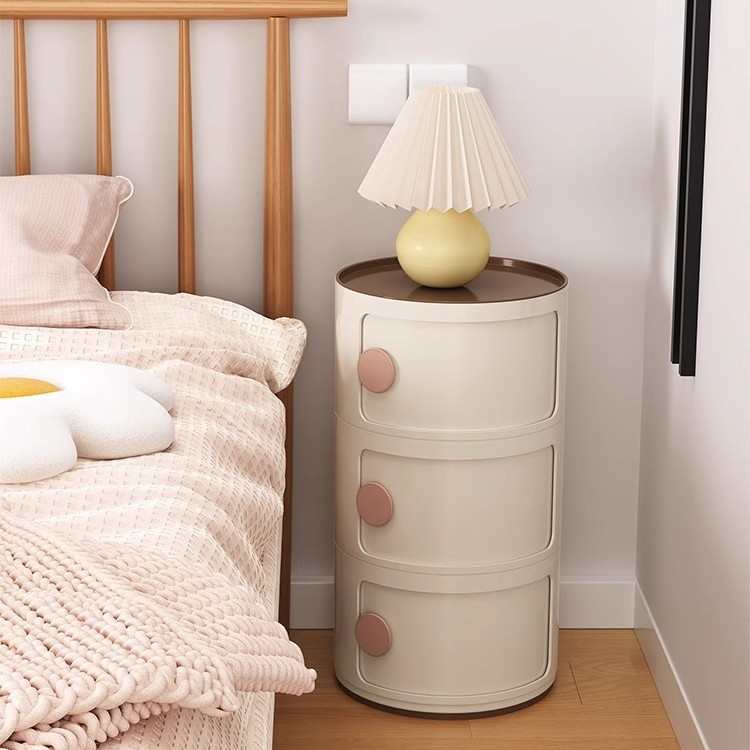 圆形小型床头柜子儿童替代品卧室家用极窄侧边几储物收纳柜置物架