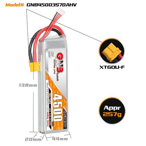 GNB高能4500mAh 3S 11.4V 70C HV遥控攀爬车模型船模RC锂离子电池