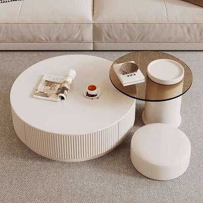 茶可几形组合茶几家HZU用奶圆客厅异形移动油轻奢岩板茶几法式