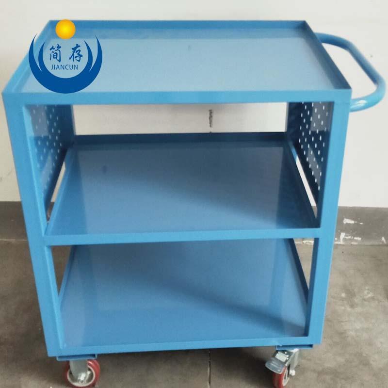 三层折边维修推车带方孔工具挂板存放架汽车厂专用作业车钢制推车