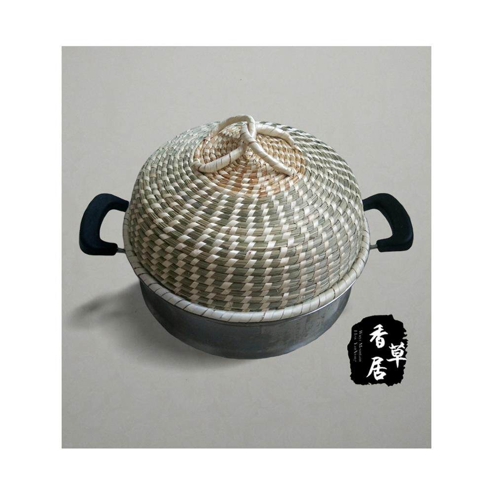 竹子编织锅盖大小蒸笼竹编商用制作草帽蒸气茅草防烫创意大锅蒸锅