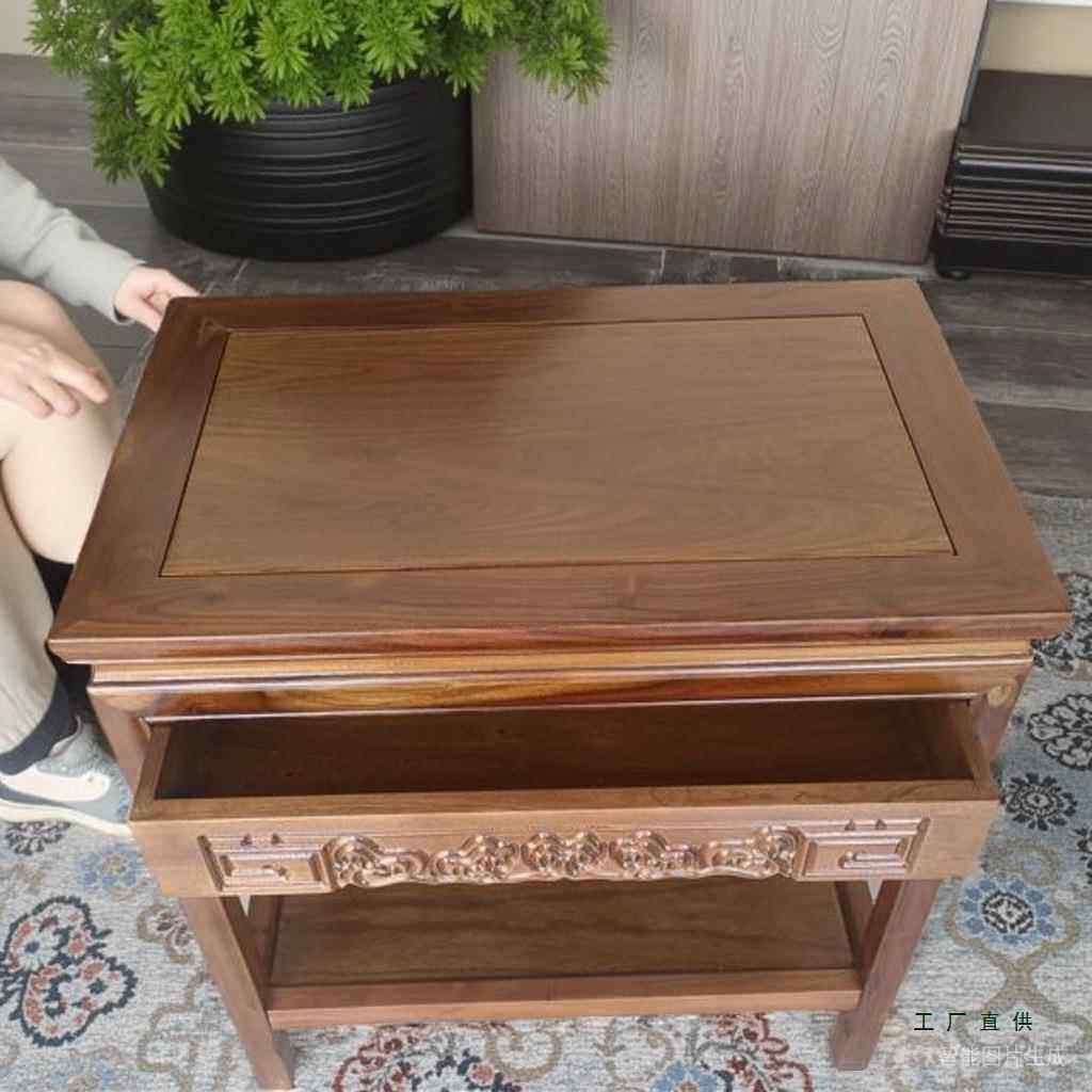榆老木边几985带抽屉实条几中式客厅木简约桌原木花架茶鱼缸盆景