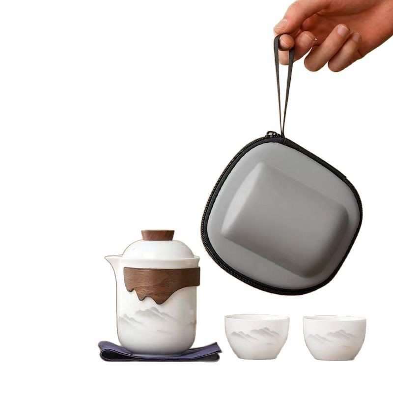 羊脂玉白瓷可悬停旋转盖碗陶瓷单个高档三才防烫茶具套装茶碗茶杯
