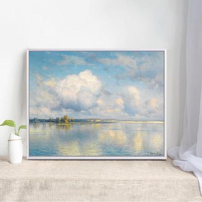 克里斯基天空之镜装饰画客厅走廊过道挂画小众风景画北欧简约油画