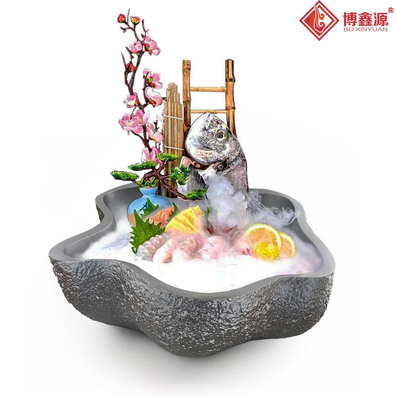 异型花瓣刺身盘干冰盘特大号鱼生海鲜姿造型盆龙虾三文鱼拼盘创意