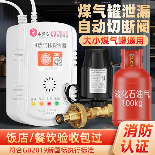 瓦斯泄漏警报器餐饮饭店液化气罐泄露切断阀丙烷燃气自动断气商用
