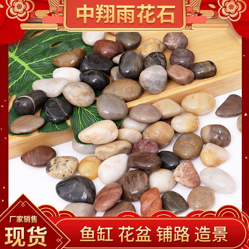 五彩抛光鹅卵石 鱼缸造景庭院石头工程铺路园林景观彩色雨花石
