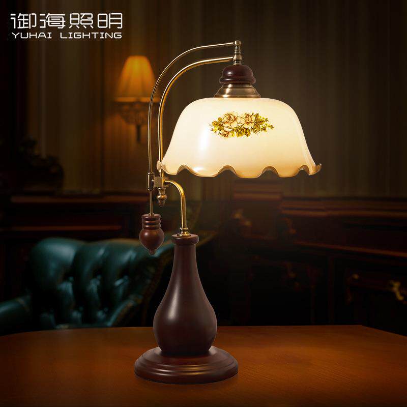 头田园复古台灯室创意床卧灯客厅MT018A白色旧怀手绘实木婚庆古典