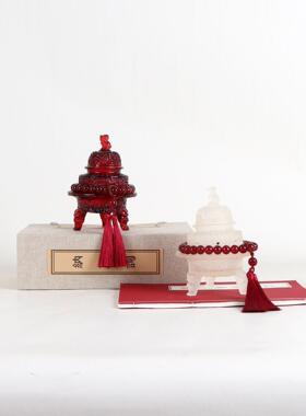 新中式香炉摆件客厅书房桌面软装饰品样板间茶室茶几搭配组合摆设