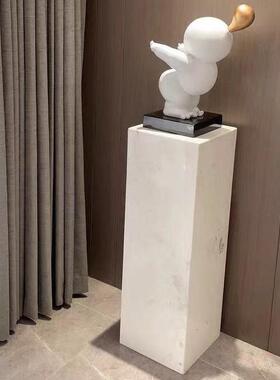白台色大ZG-66930理石塑底座摆件客厅玄关电视柜旁落地石柱基墩座
