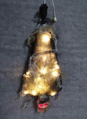 万圣节装饰吊鬼发光派对灯声控感应鬼屋布置道具厂家批发木乃伊