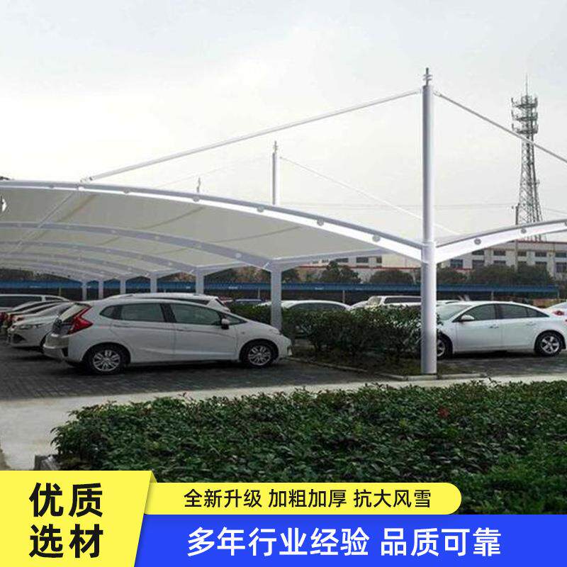 源头厂家双开斜拉杆汽车停车棚雨篷户外汽车张拉景观遮阳停车棚