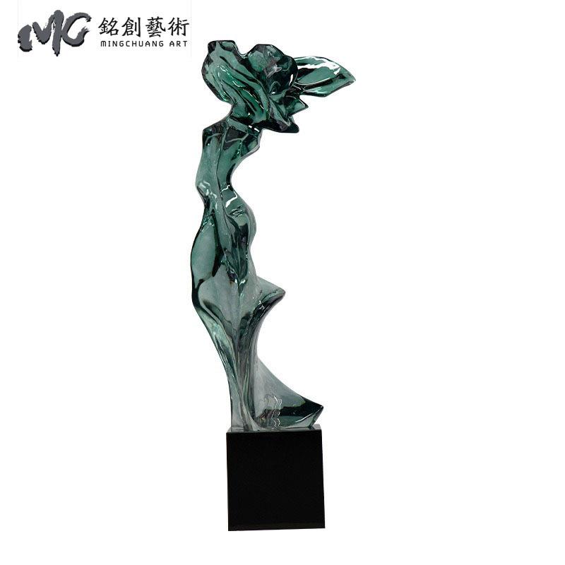 现代创意摆件透明树脂仿琉璃装饰品客厅酒店玄关水晶艺术工艺品