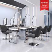 网红理发店镜台单双面一体式 带柜美发镜子不锈钢发廊烫染区专用桌