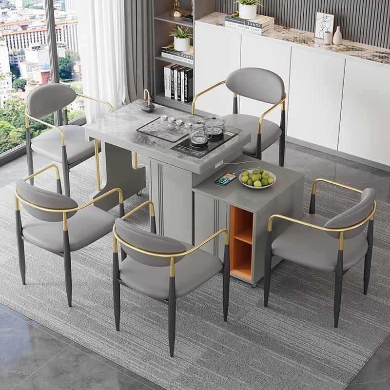 轻奢风岩板伸缩茶桌家用阳台可移动茶几现代简约风小户型泡茶茶台