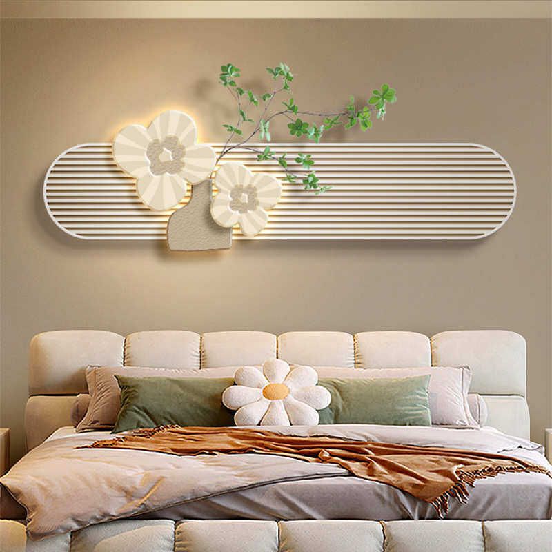 奶油风卧室床头装饰画壁灯主卧房间背景墙挂画法式带led发光壁画,家居饰品,现代装饰画,淘宝优惠券,粉丝福利购,淘宝优惠卷