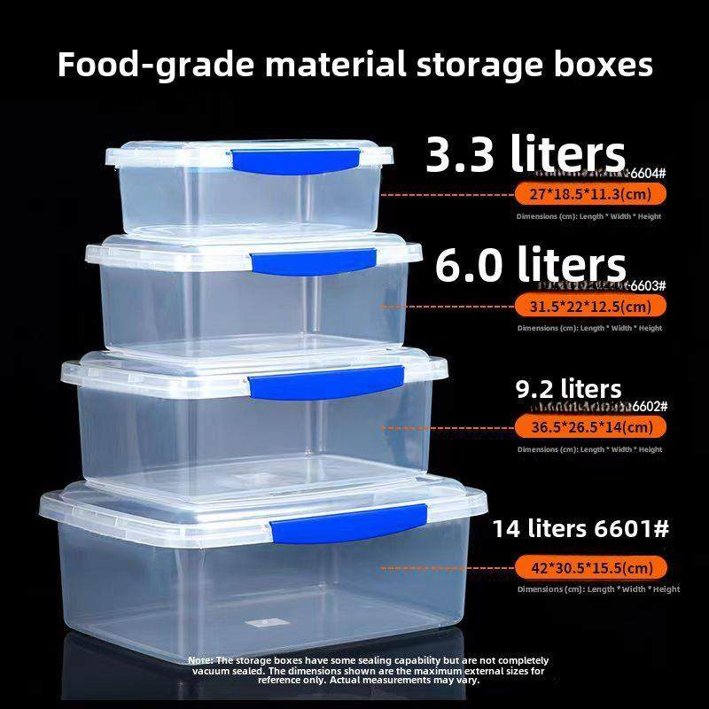 商用保鲜盒食品级塑料盒子包装盒透明长方形冰箱专用收纳盒扣盖盒