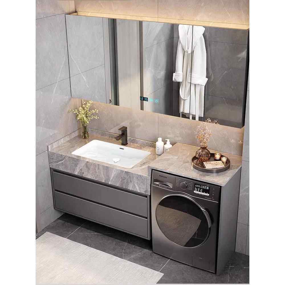 定制洗衣机伴侣浴室柜岩板无缝一体陶瓷盆洗漱台手池洗脸面盆组合