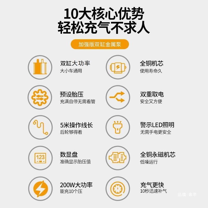 车载充泵双缸高压便携式车轿FVP轮胎家车用打气气筒电泵动汽车