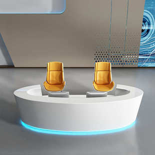 公司烤漆前台接待台办公桌弧形美容院迎宾吧台收银台简约现代