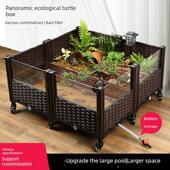黄缘龟缸乌龟缸带爬台大号造景生态缸家用养龟专用饲养环境养殖箱