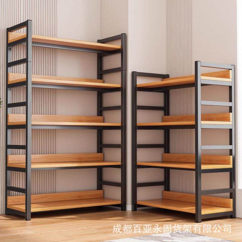 超市货架单双面中岛组合文具店展示架四柱钢木零售储物商用货柜