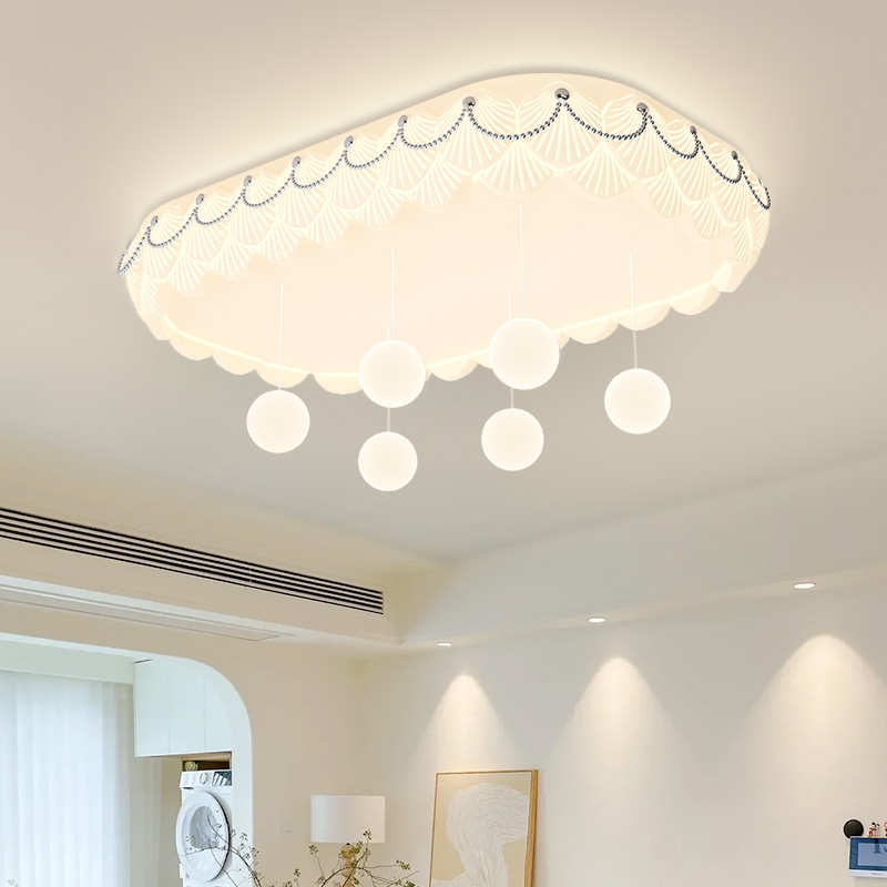 奶油风LED客厅灯吸顶灯长方形2024新款全屋灯具套餐组合护眼主灯