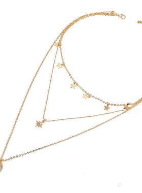 Star Moon map multi-layer Necklace women月亮地图多层项炼女