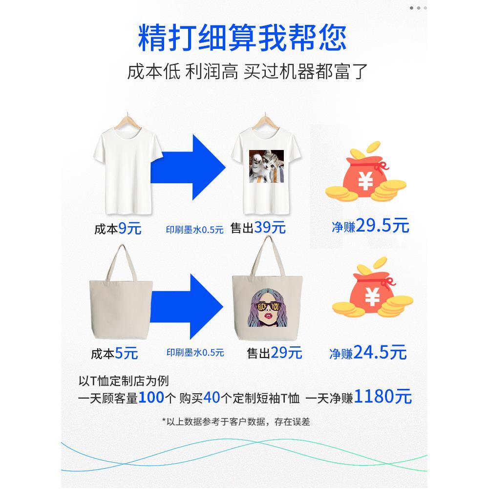 1度a花33uv打印机A3小型印衣服机器t恤织服装纺印图案数码印机