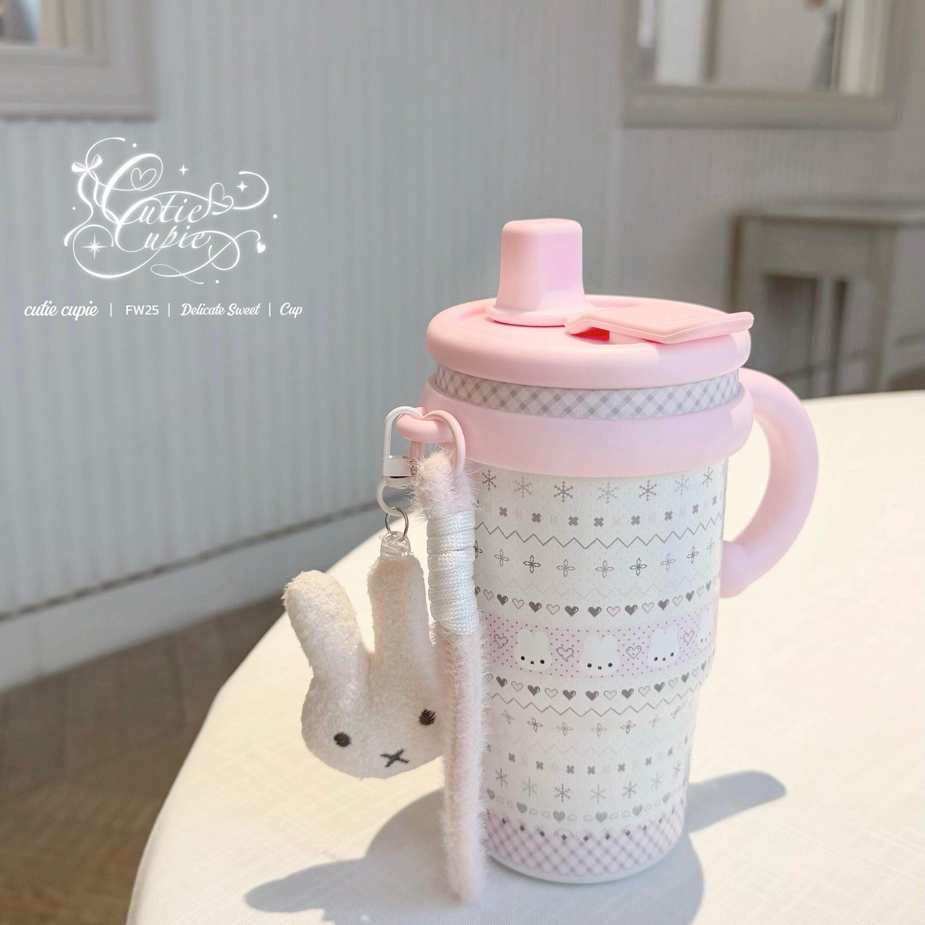 CutieCupie^兔兔费尔岛 原创印花大容量可爱304不锈钢保温吸管杯