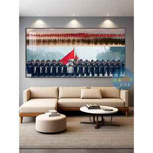 大秦帝国阅兵军人仪仗队装饰画宿舍客厅背景墙挂画军事办公室壁画