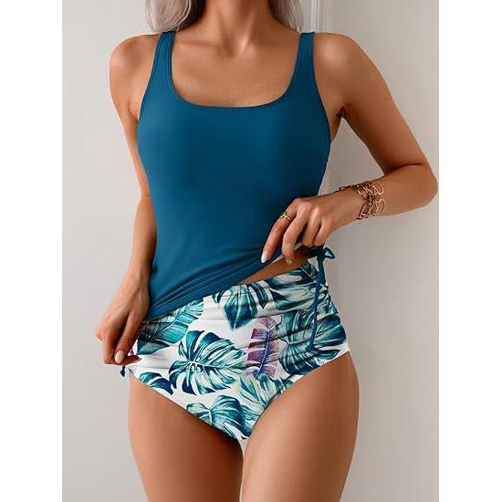 Pleated Fashion Drawstring Waist Swimsuit High Swimsuit