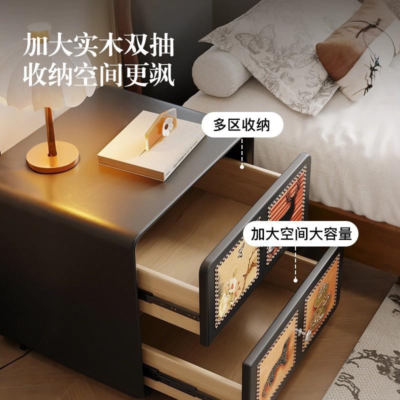 严选中古风实木床头柜新款家用卧室创意收纳柜复古简约床边柜子