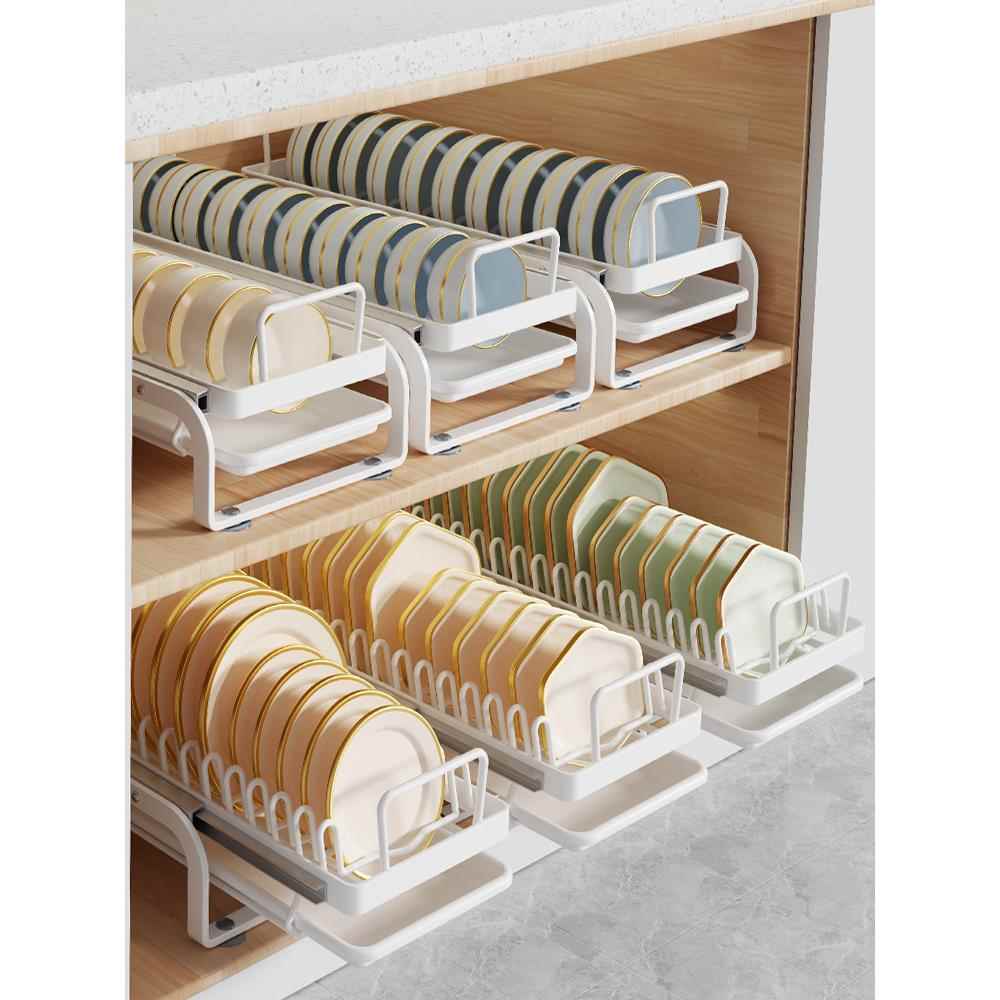 厨房抽拉碗碟收纳架橱柜碗架拉篮抽屉式碗盘盘子沥水置物架碗盘架