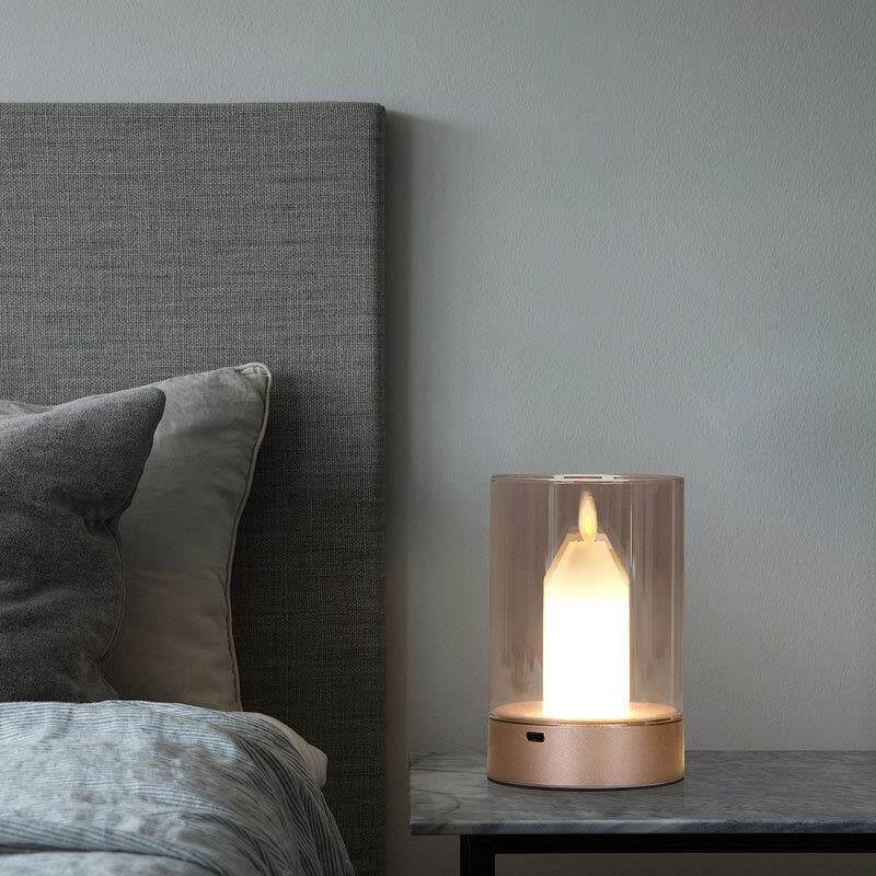 仿真感应蜡烛台灯卧室床头氛围灯夜灯客厅高级复古装饰轻奢高级感