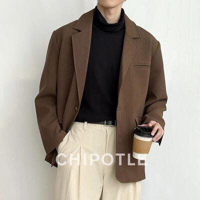 韩国CHIPOTLE美拉德咖色西装外套男2026春季潮牌cleanfit休闲西服